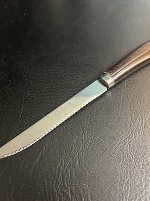 1 X Vintage Ginsu Stainless Steel Serrated Brown Handle 4 Inch Steak Knife - Thumbnail 3