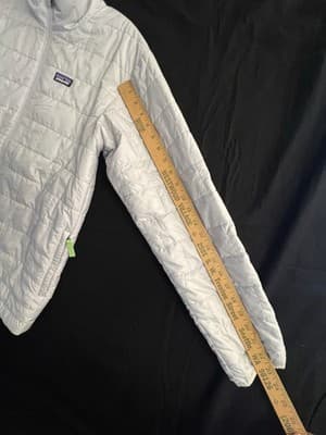 Patagonia Nano Puff Brick Quilt Jacket Kids 14 XL Silver White Primaloft Zip-Up - Thumbnail 5