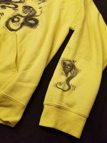 RARE Billie Eilish 2019 World Tour Sweatshirt Size M Neon Yellow Graffiti Hoody - Thumbnail 4