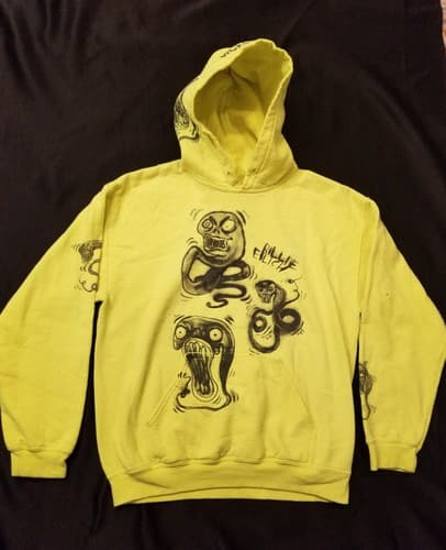 RARE Billie Eilish 2019 World Tour Sweatshirt Size M Neon Yellow Graffiti Hoody - Image 1
