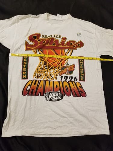 RARE Vtg 1996 NBA Finals Seattle Sonics Champions SBW T Shirt Large L Western - Thumbnail 9