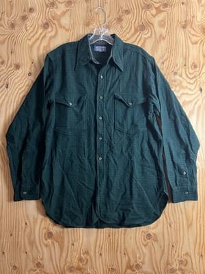 Vtg Pendleton Wool Plaid 1960s Long Sleeve Button Up Mens M Board Shirt Grid - Image 1