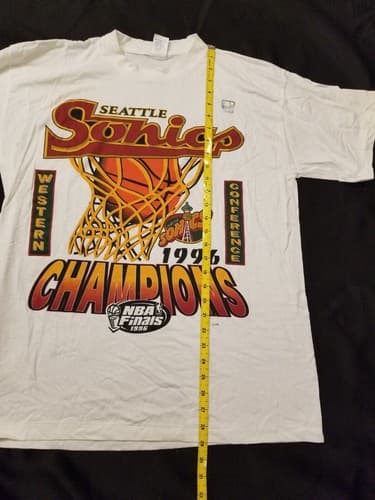 RARE Vtg 1996 NBA Finals Seattle Sonics Champions SBW T Shirt Large L Western - Thumbnail 8