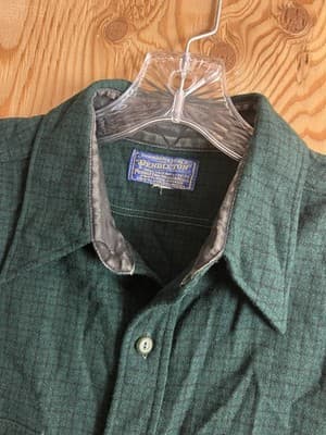 Vtg Pendleton Wool Plaid 1960s Long Sleeve Button Up Mens M Board Shirt Grid - Thumbnail 2
