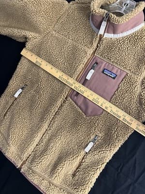 PATAGONIA Womens M Classic Retro-X Jacket Nest Brown W Dulse Mauve Hi Pile Zip - Thumbnail 4