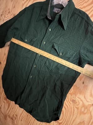 Vtg Pendleton Wool Plaid 1960s Long Sleeve Button Up Mens M Board Shirt Grid - Thumbnail 5