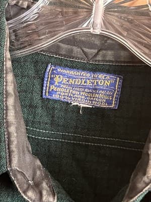 Vtg Pendleton Wool Plaid 1960s Long Sleeve Button Up Mens M Board Shirt Grid - Thumbnail 3