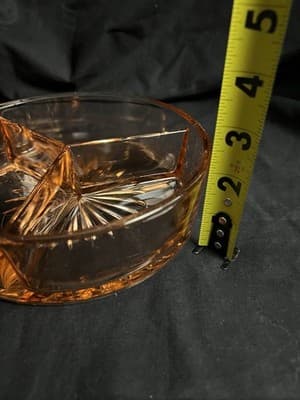 VTG Pink Depression Glass Candy Nut Relish Divided Starburst Dish W/Lid 1930s - Thumbnail 8