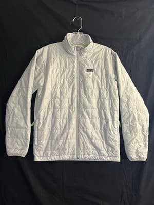 Patagonia Nano Puff Brick Quilt Jacket Kids 14 XL Silver White Primaloft Zip-Up - Image 1