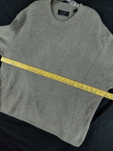 Allsaints Men's XXL Eamont Crew Cotton Blend Oversized Sweater Taupe Brown 2XL - Thumbnail 9