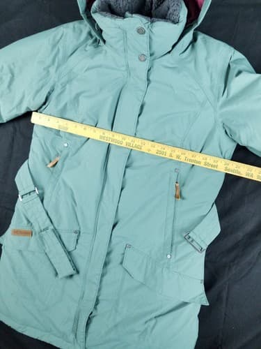 $350 Columbia Icelandite TurboDown Parka Jacket - Women's size M Green Thermal - Thumbnail 13