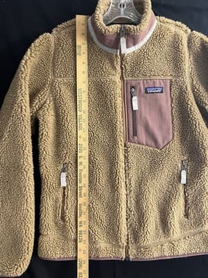 PATAGONIA Womens M Classic Retro-X Jacket Nest Brown W Dulse Mauve Hi Pile Zip - Thumbnail 3