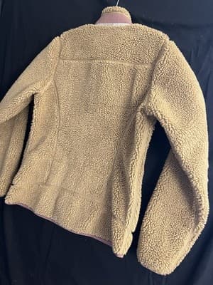 PATAGONIA Womens M Classic Retro-X Jacket Nest Brown W Dulse Mauve Hi Pile Zip - Thumbnail 7