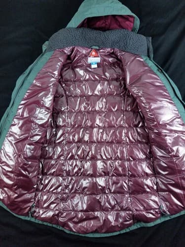 $350 Columbia Icelandite TurboDown Parka Jacket - Women's size M Green Thermal - Thumbnail 2