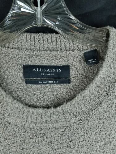 Allsaints Men's XXL Eamont Crew Cotton Blend Oversized Sweater Taupe Brown 2XL - Thumbnail 3