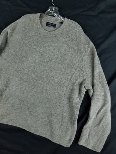 Allsaints Men's XXL Eamont Crew Cotton Blend Oversized Sweater Taupe Brown 2XL - Thumbnail 2