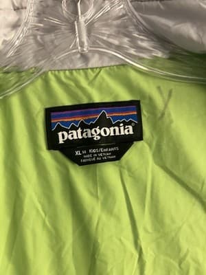 Patagonia Nano Puff Brick Quilt Jacket Kids 14 XL Silver White Primaloft Zip-Up - Thumbnail 7