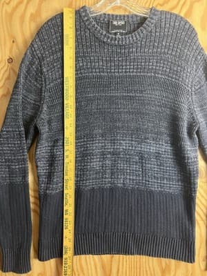 Todd Snyder Crewneck Knit Sweater Mens M Cotton Crew Neck Blue Color Block - Thumbnail 4