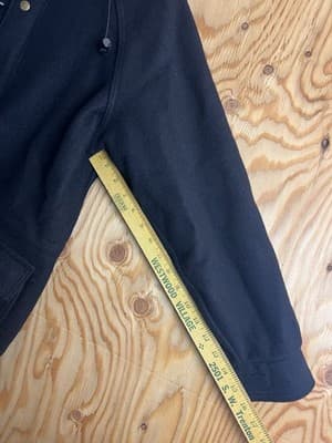 Vintage Woolrich Womens M Wool Duffle Coat Jacket Black Hooded Woman Lined - Thumbnail 8