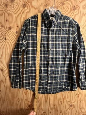 TAYLOR STITCH Mens 40 Button Front Flannel Shirt M Blue Green Plaid Cotton - Thumbnail 7