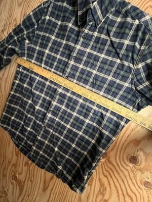 TAYLOR STITCH Mens 40 Button Front Flannel Shirt M Blue Green Plaid Cotton - Thumbnail 8
