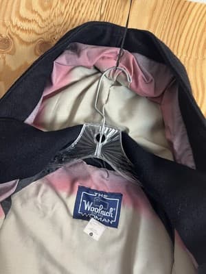 Vintage Woolrich Womens M Wool Duffle Coat Jacket Black Hooded Woman Lined - Thumbnail 10