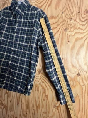 TAYLOR STITCH Mens 40 Button Front Flannel Shirt M Blue Green Plaid Cotton - Thumbnail 9