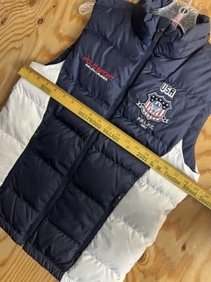 Polo Sport Ralph Lauren Vest Womens L Blue White Down Puffer PRLFC 1967 USA #2 - Thumbnail 5