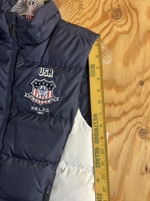 Polo Sport Ralph Lauren Vest Womens L Blue White Down Puffer PRLFC 1967 USA #2 - Thumbnail 6