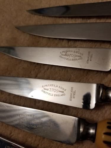6 E. Parker & Sons Steak Knives #3709, Stainles Sheffield England Knife Set - Thumbnail 7