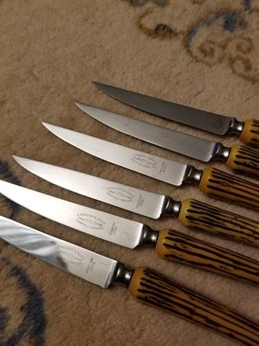 6 E. Parker & Sons Steak Knives #3709, Stainles Sheffield England Knife Set - Thumbnail 4