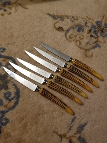 6 E. Parker & Sons Steak Knives #3709, Stainles Sheffield England Knife Set - Thumbnail 2