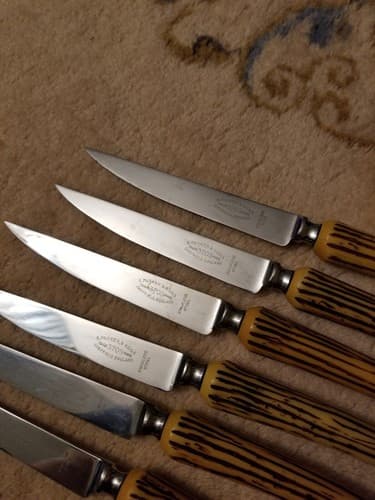 6 E. Parker & Sons Steak Knives #3709, Stainles Sheffield England Knife Set - Thumbnail 5