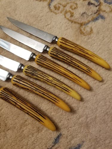 6 E. Parker & Sons Steak Knives #3709, Stainles Sheffield England Knife Set - Thumbnail 3