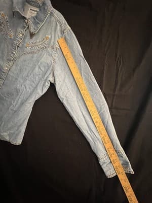 Wrangler Lainey Wilson Moxie Denim Shirt Denim Womens XL Pearl Button Up Western - Thumbnail 9