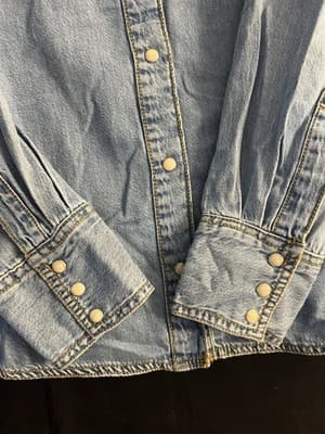 Wrangler Lainey Wilson Moxie Denim Shirt Denim Womens XL Pearl Button Up Western - Thumbnail 11