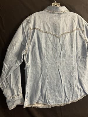 Wrangler Lainey Wilson Moxie Denim Shirt Denim Womens XL Pearl Button Up Western - Thumbnail 13