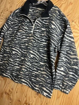 VTG Talon Zebra Fleece Animal Pattern USA 1/4 Jacket 3XL Patagonia? Columbia? - Thumbnail 2