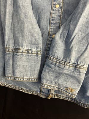 Wrangler Lainey Wilson Moxie Denim Shirt Denim Womens XL Pearl Button Up Western - Thumbnail 10