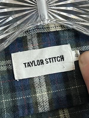 TAYLOR STITCH Mens 40 Button Front Flannel Shirt M Blue Green Plaid Cotton - Thumbnail 3