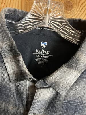 KUHL Flannel Shirt Mens 2XL Blue Plaid Dillingr Button Down Dillinger XXL 25F - Thumbnail 3