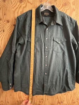 VTG Pendleton Canyon Western Wear Shirt Mens XL Wool Pearl Snap Green Blue Teal - Thumbnail 4
