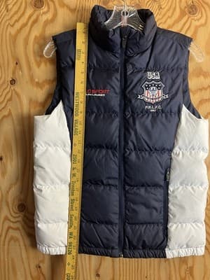 Polo Sport Ralph Lauren Vest Womens L Blue White Down Puffer PRLFC 1967 USA #2 - Thumbnail 4