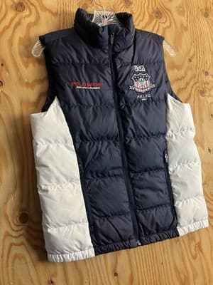 Polo Sport Ralph Lauren Vest Womens L Blue White Down Puffer PRLFC 1967 USA #2 - Thumbnail 3