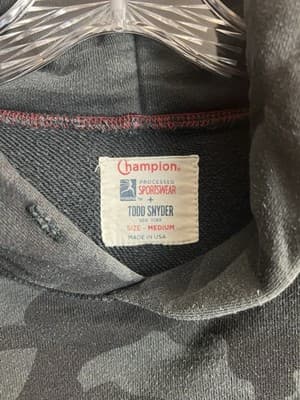 Black Camo Champion Todd Snyder Processed Sportswear Men's M Sweatshirt Hoody - Thumbnail 4