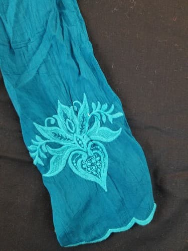Johnny Was Tania Tunic Blue Boho Hippie Embroidered Long Blouse Top Womens XS - Thumbnail 3