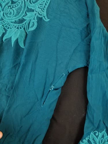 Johnny Was Tania Tunic Blue Boho Hippie Embroidered Long Blouse Top Womens XS - Thumbnail 7