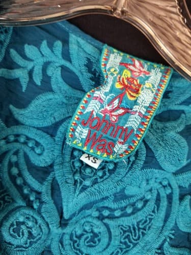 Johnny Was Tania Tunic Blue Boho Hippie Embroidered Long Blouse Top Womens XS - Thumbnail 4