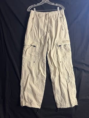 VTG Y2K Abercrombie & Fitch Mens S Tan Beige Cargo Parachute Paratrooper Pants - Image 1