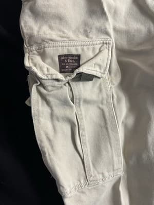 Vtg Y2K Abercrombie & Fitch Corduroy Cargo Paratrooper Pants Mens 30R Grunge - Thumbnail 3